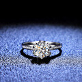 925 Silver Moissanite Ring Six-Prong Classic Setting for Women-0-1
