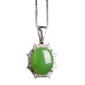 wholesale 925 Sterling Silver Inlaid Jasper Pendant for Women with Appraisal Certificate, Wholesale Vintage Style Hanfu Necklace, Hetian Jade Necklace-0-4