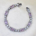 wholesale Sterling silver Zhuo Zhifan new 6*8mm high-carbon diamond ice-cut pink diamond full diamond bracelet for women,-0-0
