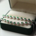 wholesale S925 Silver Natural A-Grade Icy Multi-Grain Spicy Green Jade Bracelet, Minimalist and Luxurious-0-3