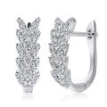 wholesale 18K Gold Diamond Earrings Fashion U-Shaped Hoop Earrings Versatile Studs Leaf Ear Climbers Genuine Diamond Earrings-0-4