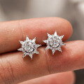 S925 Sterling Silver 1-Carat D Color Moissanite Snowflake Stud Earrings-0-0