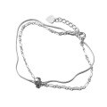 wholesale S925 Sterling Silver Ins Style Chain Snake Bone Circle Double Layer Bracelet Personality Temperament Accessories Women S6783-0-4