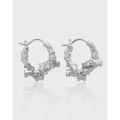 wholesale S925 Sterling Silver 104 Korean Version Ins Small Design Sense Irregular Knot Vine Texture Textured Earrings for Women-0-0