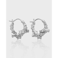 wholesale S925 Sterling Silver 104 Korean Version Ins Small Design Sense Irregular Knot Vine Texture Textured Earrings for Women-18K gold