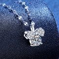 925 Sterling Silver 1ct Moissanite Mickey Runaway Princess Pendant Lip Chain Necklace-0-0