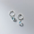 wholesale S925 Sterling Silver Simple Round Synthetic Crystal Stud Earrings Sweet Temperament Ins Style M04934-0-0