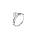 wholesale S925 sterling silver exquisite and lightweight luxury starry natural freshwater pearl ring for women, with adjustable band-0-4