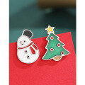 wholesale 925 Sterling Silver European and American Cross-Border Viral Christmas Tree Snowman Unique Creative Stud Earrings for Women, Small and Minimalist High-End Earrings-0-3