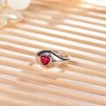 wholesale Silver Plated Gold, Small Niche Design Heart-shaped Inlaid with 1 Carat Lab-grown Ruby Ring for Women, Sweet and Versatile-0-5