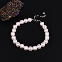 Sterling Silver Pearl Bead Cubic Zirconia Bracelet, 2025 New Women's Gift-925 Silver YSM-3401 (8MM)