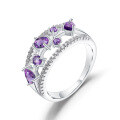 wholesale S925 Silver Luxury Designer Ring with Exquisite Purple Crystal and Natural Sapphire, Opulent Collection-0-5