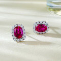wholesale S925 Silver Daily Simple Versatile One-Carat Simulated Ruby Stud Earrings for Women, Fresh and Delicate Style-0-1
