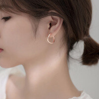 wholesale S925 silver Korean version smooth line ear hoop minimalist short design elegant circular line women's ear clasp G8819-S925 silver pair silver 925 silver