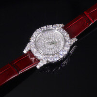 wholesale S925 Silver Fashion Casual Zircon Diamond Waterproof Live Cross-Border High-Quality Light Luxury Jewelry Wristwatch New-S925 sterling silver watch with zircon (black strap)