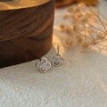 wholesale Metal material first: Sterling Silver S999 Four-Leaf Clover Ear Studs for Women, Elegant and Sweet Lucky Clover Stone-Embedded Earrings, Simple and Versatile Trendy-0-4