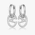 wholesale S925 Sterling Silver Letter Ear Clasp Fashion Minimalist High-End Oval Smooth Small Design Earrings-0-6
