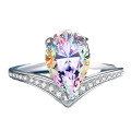 wholesale S925 Sterling Silver 2-Carat Pear-Shaped Crown Moissanite Women's Ring-0-7