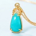 wholesale S925 Sterling Silver Fashion Popular Love Rumei Autumn and Winter New Korean Style Amazonite Leaf Pendant Necklace Wholesale-0-2