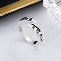 wholesale S925 Sterling Silver Retro Mantra Six-Word Truth Tibetan Silver Adjustable Ring, Trendy and Versatile-0-0
