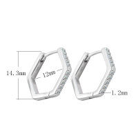 wholesale S925 Sterling Silver Moissanite Diamond Earrings for Women, Trendy New All-Match Ear Clips, Hoop Earrings with Row Diamonds, Korean-Style Hook Earrings-0.16 carat (moissanite) earrings  925 silver