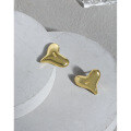 wholesale S925 sterling silver 589 Korean version ins original niche design temperament versatile geometric heart-shaped textured earrings for women-0-1
