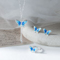 wholesale S990 Sterling Silver Live Streaming Hit Small Fresh Sweet Ins Style Enamel Blue Butterfly Jewelry Y01491-0-0
