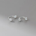 wholesale 925 Sterling Silver Exquisite Korean-style Unique Design Full Diamond Round Ball C-shaped Threaded Ear Hook M06634-0-2