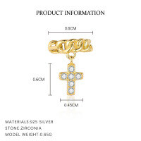 wholesale S925 Sterling Silver Geometric Zircon Earrings For Women, European And American Fashion Set, French Luxury Ear Cuffs-E4788-Gold/Pair 925 Silver