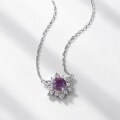 wholesale S925 silver new fashion trendy snowflake pendant necklace with lab-grown alexandrite cross-border supply-0-2