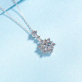 wholesale S925 Sterling Silver Moissanite Snowflake Pendant Necklace for Women, Elegant and Fashionable Versatile Collarbone Chain-0-2
