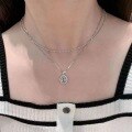 wholesale S925 Sterling Silver Natural Aquamarine Necklace for Women, Topaz Pendant Neck Jewelry, Light Luxury Advanced Sense Collarbone Chain-0-2