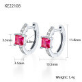wholesale [925 Sterling Silver] Square-shaped Colored Zircon Ear Studs, Cross-Border Hot Pick, Niche High-End Ear Hoop Jewelry-0-14