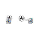 S925 Sterling Silver Screw Back Four-Prong Zircon Stud Earrings for Men and Women-0-3
