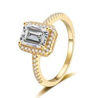 S925 Sterling Silver Four-Prong Square Emerald Cut Moissanite Cross-Border Wedding Ring Wholesale-5×7 High Carbon Stone (Hong Kong Port)  No. 14