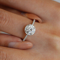 S925 Sterling Silver 1-Carat Luxury Round Halo Moissanite Ring, Factory Cross-Border Supply.-1 carat (superior white moissanite)  Hong Kong lot number (13)