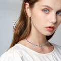 wholesale S925 Sterling Silver Cloud-Inspired Jewelry Blue and White Zircon Tennis Chain Fashionable Elegant Collarbone Necklace Direct from Manufacturer-0-1