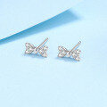 wholesale S925 Sterling Silver Ear Studs Freshwater Pearl Earrings with Moissanite Bow Tie Design for Women, Exquisite and Unique Wholesale-0-6