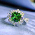 wholesale S925 Silver Square-Cut 7*7 Emerald Luxuriously Bezel-Set European and American Style Ring for Women-0-1