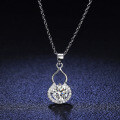 Sterling Silver Pendant with 1-Carat Moissanite Classic Gourd Necklace Live Stream Supply-0-2