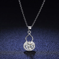 Sterling Silver Pendant with 1-Carat Moissanite Classic Gourd Necklace Live Stream Supply-1-carat necklace (zircon)  925 silver