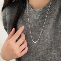 wholesale S925 Sterling Silver Smile Necklace for Women, Luxe Minimalist Delicate Smile Pendant Chain, High-End Korean Japanese Trendy New Style-Sterling silver