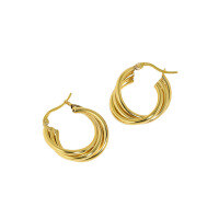 wholesale S925 Sterling Silver Korean Version Ins Niche Minimalist Luxury Design Sense Multi-layer Line Textured Versatile Earrings for Women-18K gold 925 silver