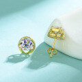 S925 Silver 1ct Moissanite Crown Earrings, Plated 18K-0-1
