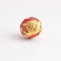 wholesale Metal material: Ancient Vietnamese sand gold, Year of the Dragon, cloisonné enamel relief, dragon pearl through-hole bead, DIY accessory bracelet, lucky charm bead-red