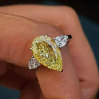 wholesale 925 Silver Zhuo Zhifan Jewelry Seasonal New 11*17 Waterdrop Ice Flower Cut High-Carbon Diamond Ring ExtravagantStyle-R495 Yellow Diamond No. 6