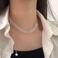 wholesale S925 Sterling Silver Glimmer Encounter Tassel Pendant Necklace for Women, Korean High-end New Design, Versatile and Sophisticated Collarbone Chain-0-2
