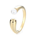 wholesale S925 Silver Fashion Korean Pearl Plated Minimalist Ring, Trendy and Versatile INS Style Open Adjustable Ring-0-6