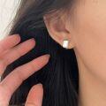 wholesale S925 Sterling Silver Minimalist Geometric Square Ear Clasps Earrings for Women, Japanese and Korean New Arrival-0-2