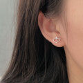 wholesale Silver S999 Korean-style hollow line heart earrings for women, small and delicate, minimalist and fresh ear accessories-0-3